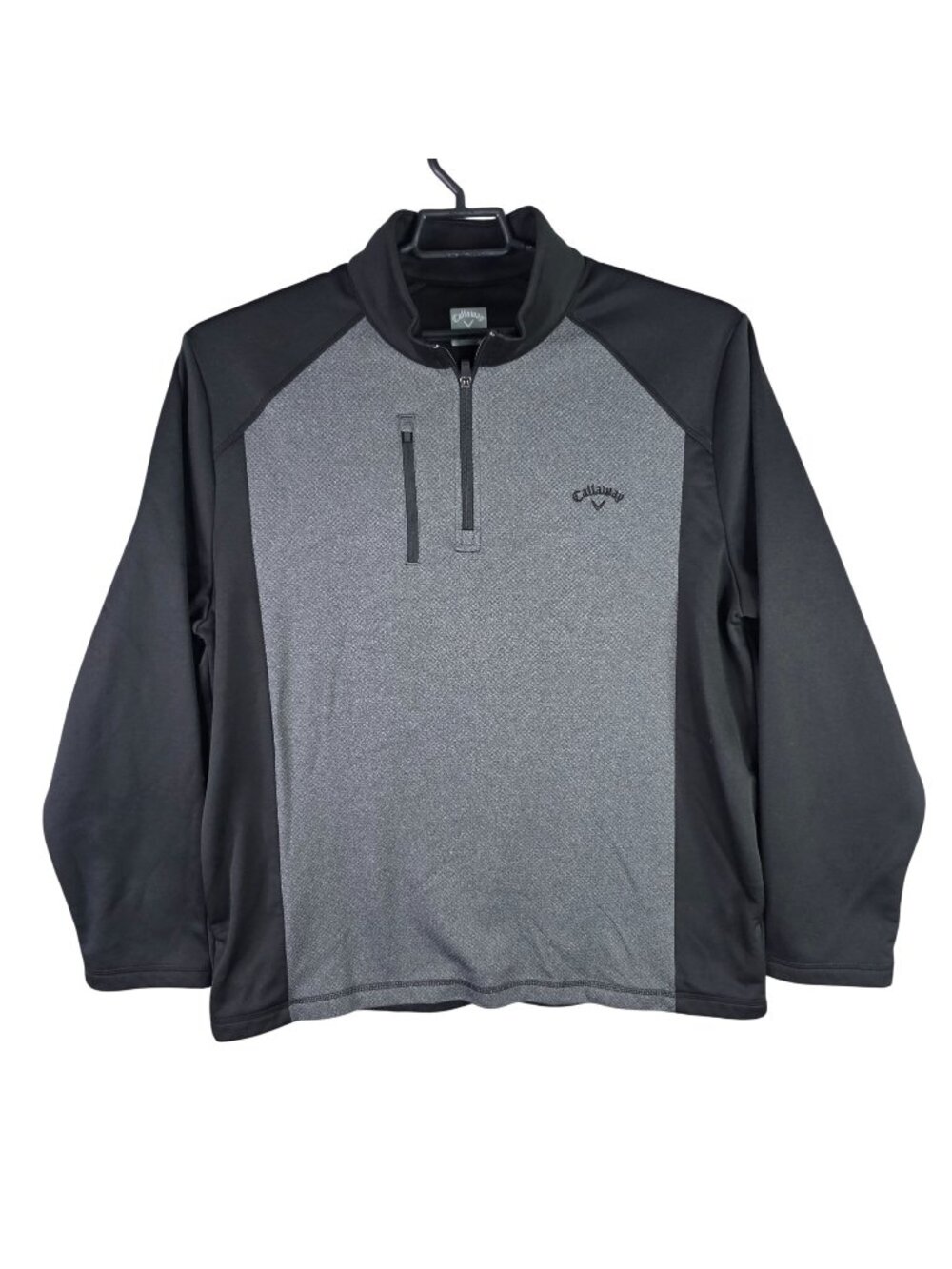 Mens Callaway Black & Gray 1/4 Zip Long Sleeve Pullover Golf Jacket Polyester XL